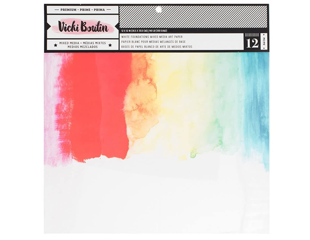American CraftsVicki Boutin Mixed Media Foundations Paper 12"X12" 12/Pkg-Smooth White, 140lb