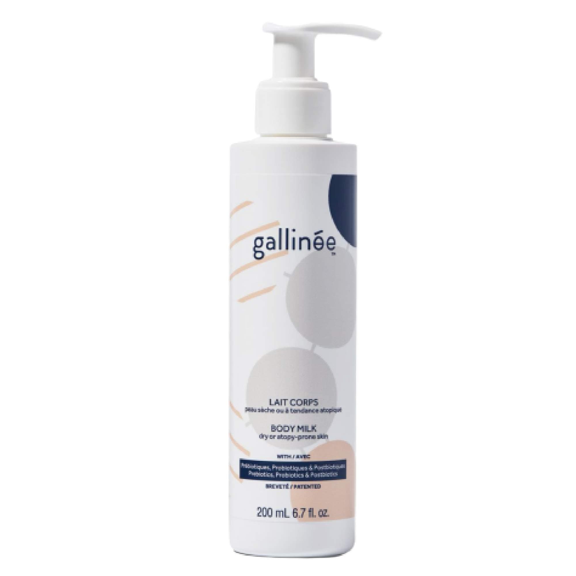 Gallinée Body Milk– Natural Hydrating Triple Biotic Complex Body Cream with Lactic Acid, 200ml / 6.7oz