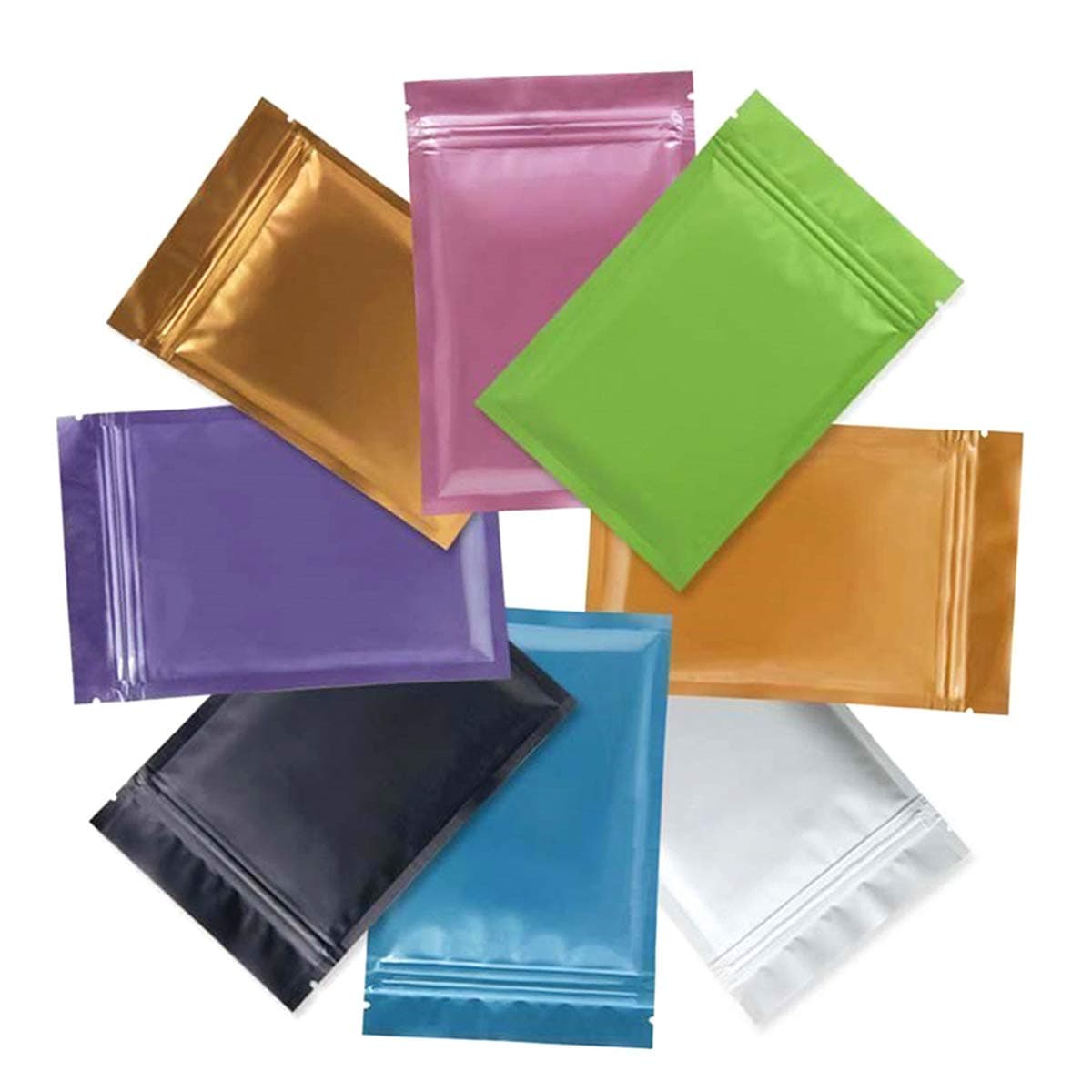 YuChiSX 80 PCS Mylar Zip Lock Bags Aluminum Foil Bags,Colorful Self Sealing Vacuum Aluminum Foil Packaging Bags Mylar Packing Pouch,Flat Metallic Mylar Foil Flat ZipLock Food Storage Bags Pouch
