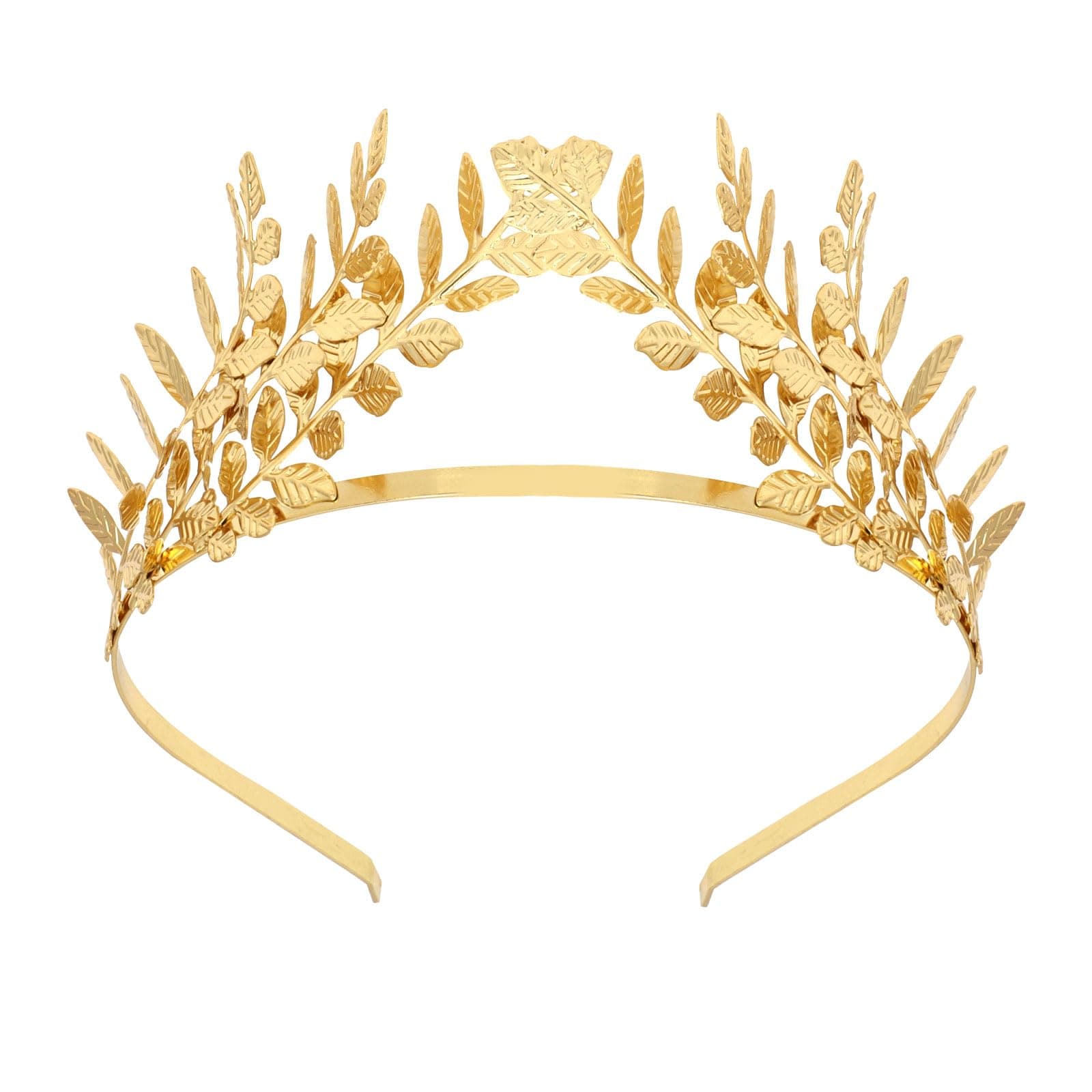 Wecoe 1pc Gold Leaf Headband Headpiece Women Girls Gold Leaf Tiara Crown Flower Girl Bridal Wedding Halo Headband Greek Goddess Toga Costume Hair Accessories For Women Girls
