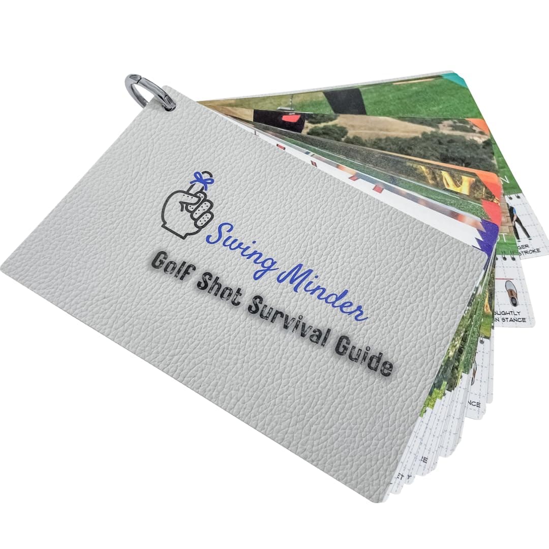 Golf Reference Cards - Step-by-Step Instructions for 33 of Golf's Hardest Shots - Ideal Golf Gifts for Men or Golf Bag Accessories - Waterproof PVC and Sturdy Carabiner for Easy Use