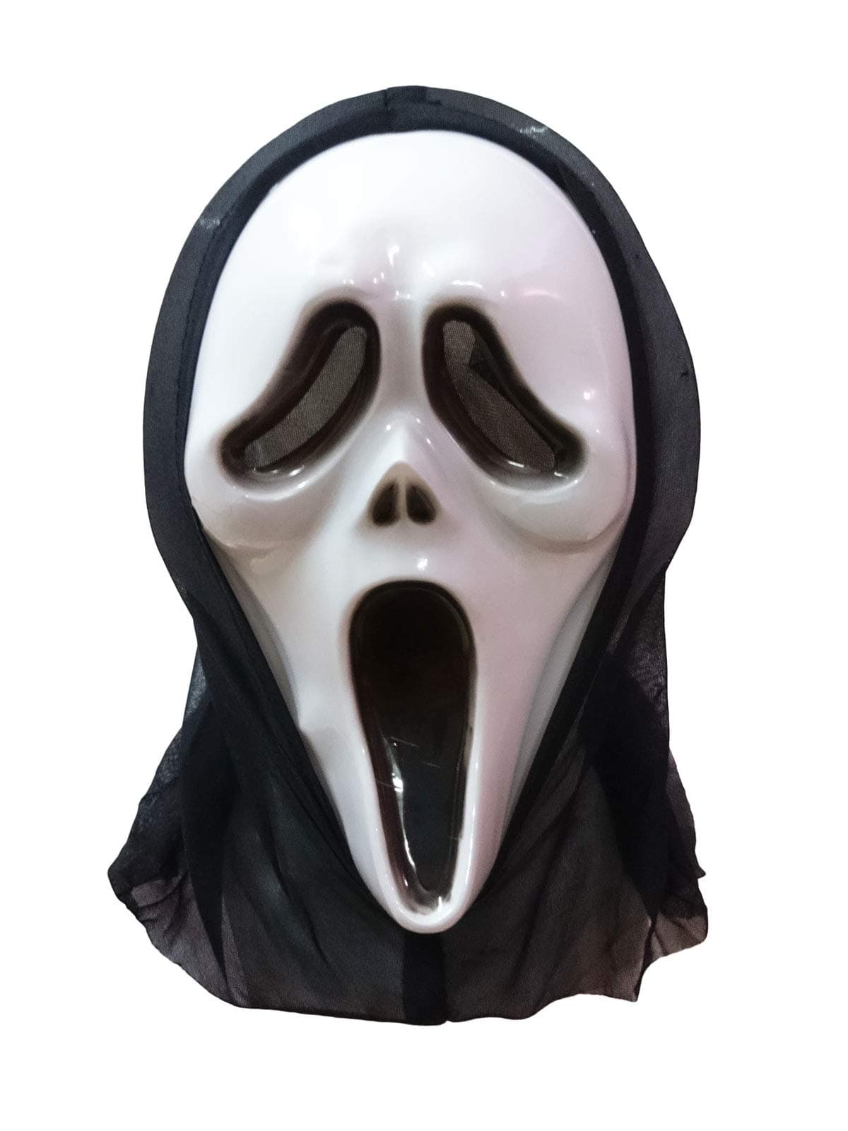 BookMyCostume Scream Skeleton Ghost Plastic Mask Adult & Kids Fancy Dress Costume Accessory for Halloween Free Size White