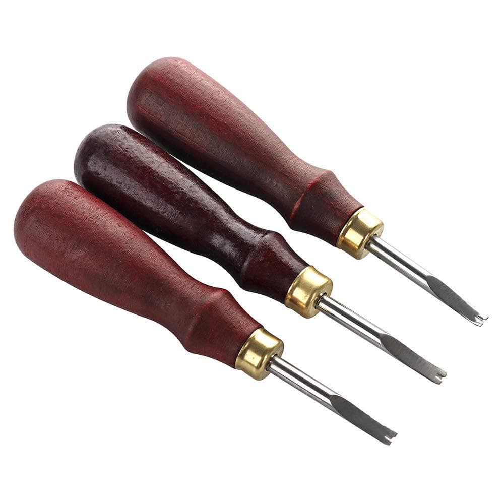 LouisaYork Edge Leather Beveler, 3Pcs Leather Stitching Tool,Leather Stitching Groover Skiving Trimming Edge Leather Tool DIY Leather Tools (1mm/ 1.2 mm/1.5mm)
