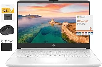 New 14" HD Ultral Light Thin Laptop, Quad-Core Intel Celeron Processor, 8GB RAM, 192GB (64GB eMMC+ 128GB SD), Wi-Fi, Upto 11 Hours, Windows 11 S + 1 Year Office 365+HubxcelAccessory, White