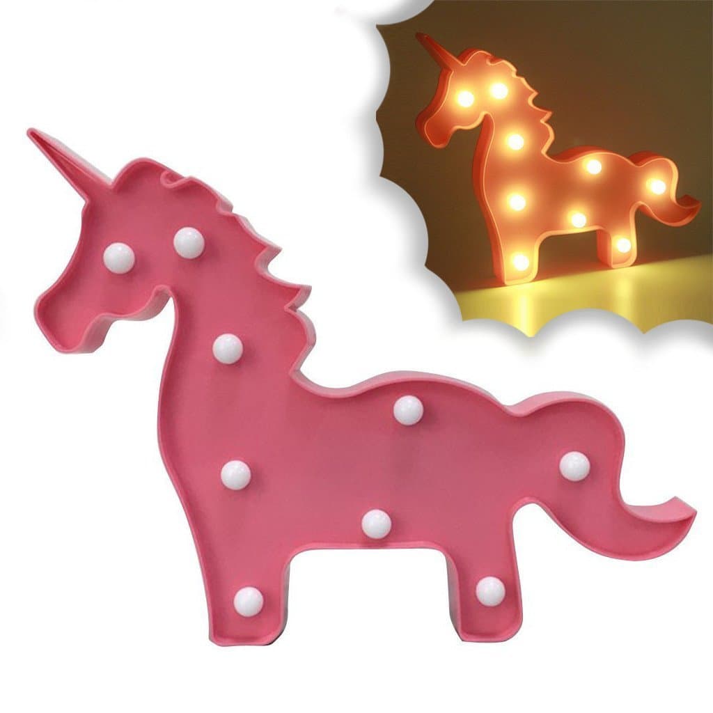 Unicorn Party Supplies Fantasy Themed D???©cor Marquee Light Desk Table Lamp Mystical Enchanted Gift for Child Kids Baby Girls Bedroom Birthday (Pink Unicorn)