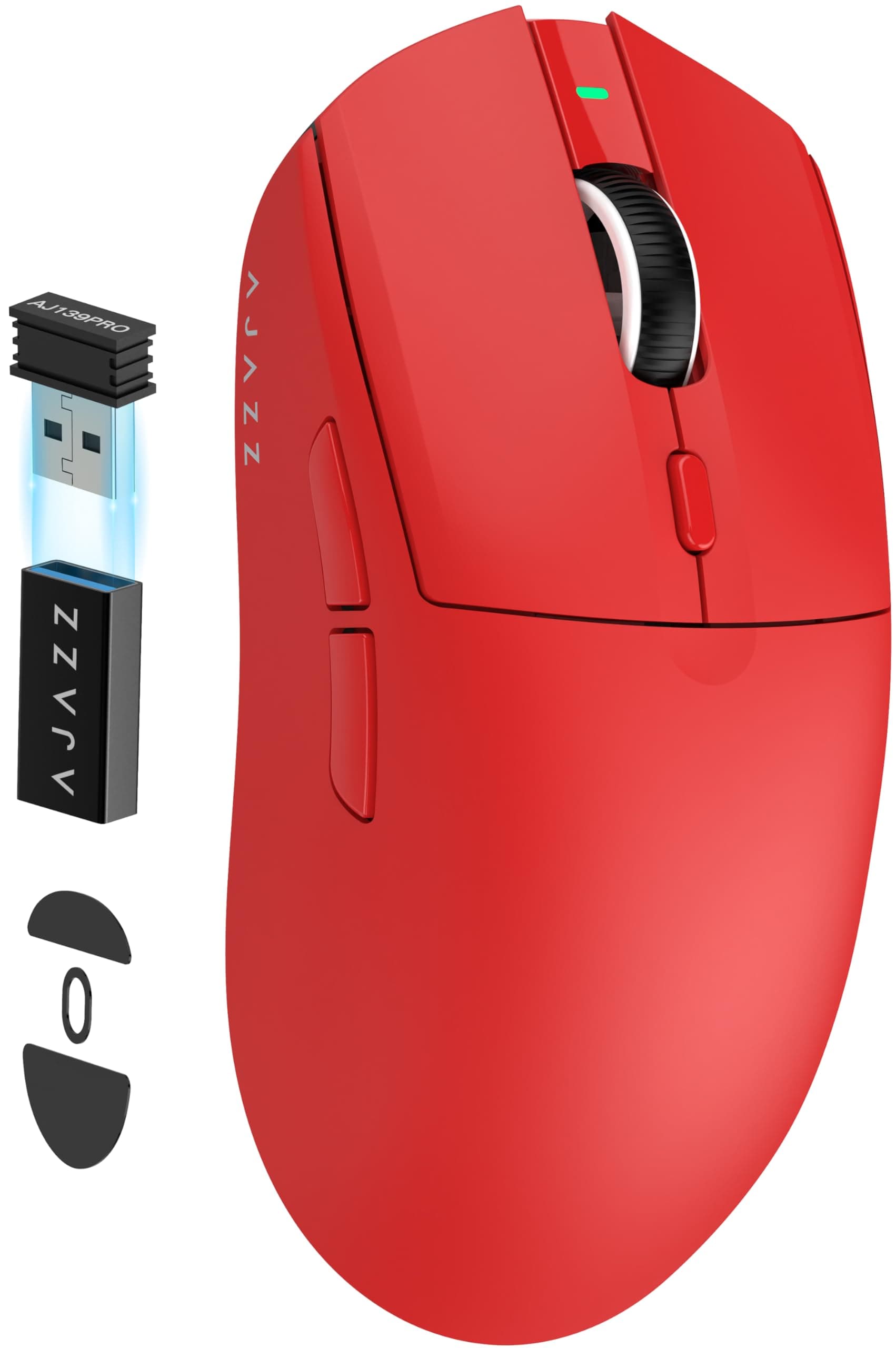 AJAZZ AJ139 PRO X SUPERLIGHT Wireless Gaming Mouse,Ultra-Light(59g),Optical Sensor Pixart PAW3395,26000 DPI,2.4Ghz/USB C Wired,Ergonomic,6 Programmable Buttons,200Hrs Battery Life,for PC/MAC - Red