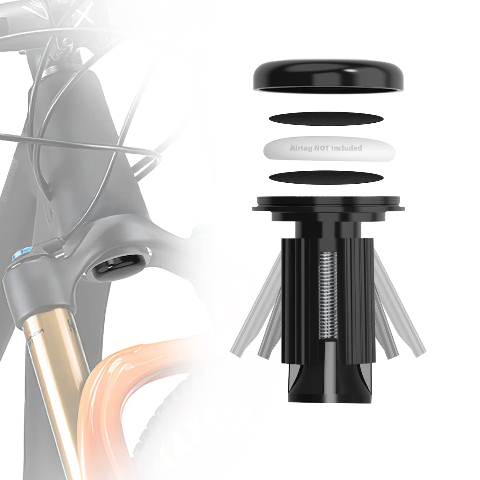 NICEDACK Bike Mount for Airtag Hidden, Mountain Bike Anti-Theft Protection for AirTag, Waterproof Bicycle Holder for Air Tag, Suitable for Bicycles with Hole in Front Fork