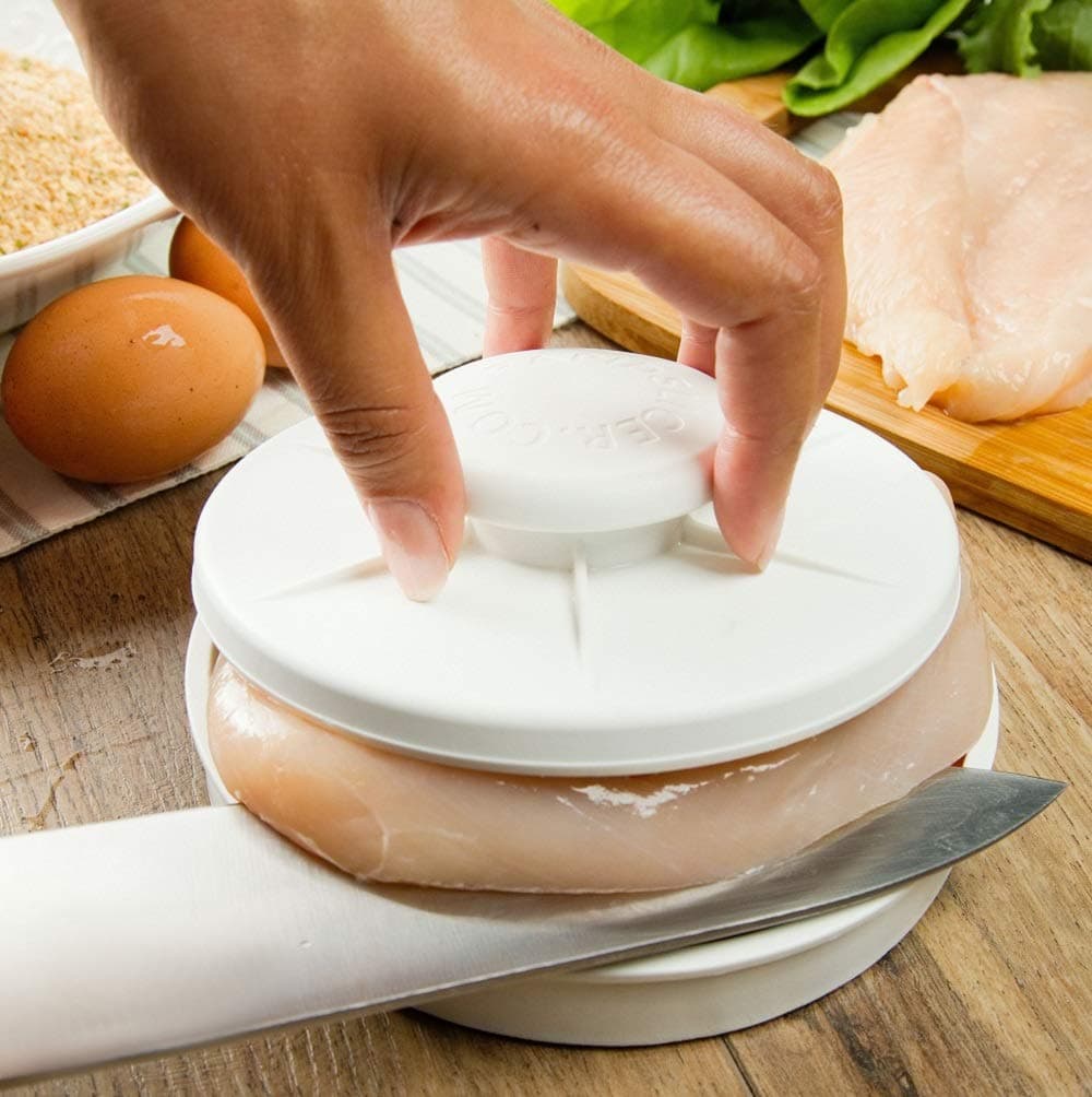 Food Cutter Guide and Rada Cutlery French Chef Knife Bundle - 2 in 1 Kitchen Tools, Slices Fruits, Meat, Vegetables, Breads, Bagels Quickly and Easily