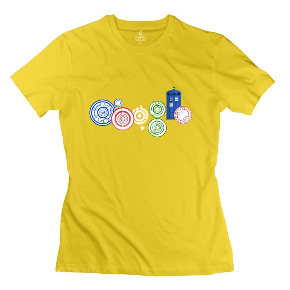 Jiuzhou Women's Tees Google Doodle Tardis Doctor Who Purple
