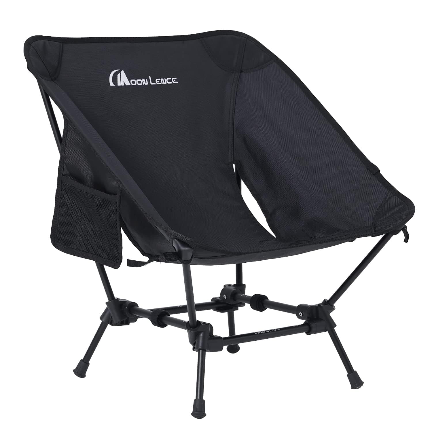 MOON LENCE Portable Camping Chair, Backpacking Chair, Ultralight & Compact, 400 lbs Capacity, for Outdoor Camp, Travel, Beach, Picnic, Hiking (Black(Low Height))