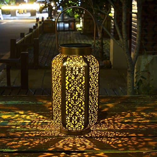 Solar Lantern Hanging Garden Outdoor Lights Metal Waterproof LED Table Lamp Decorative (Blue) (2)