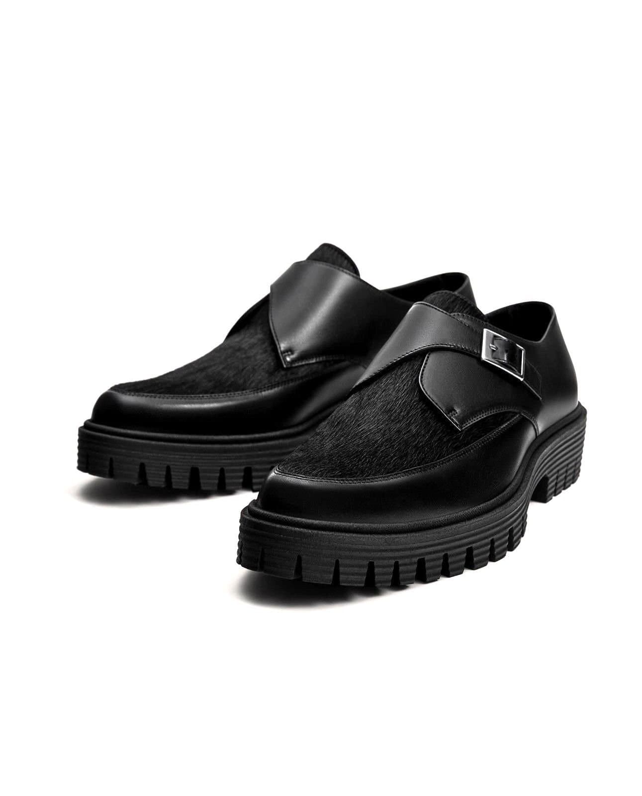 Black Leather Shoes with Buckle