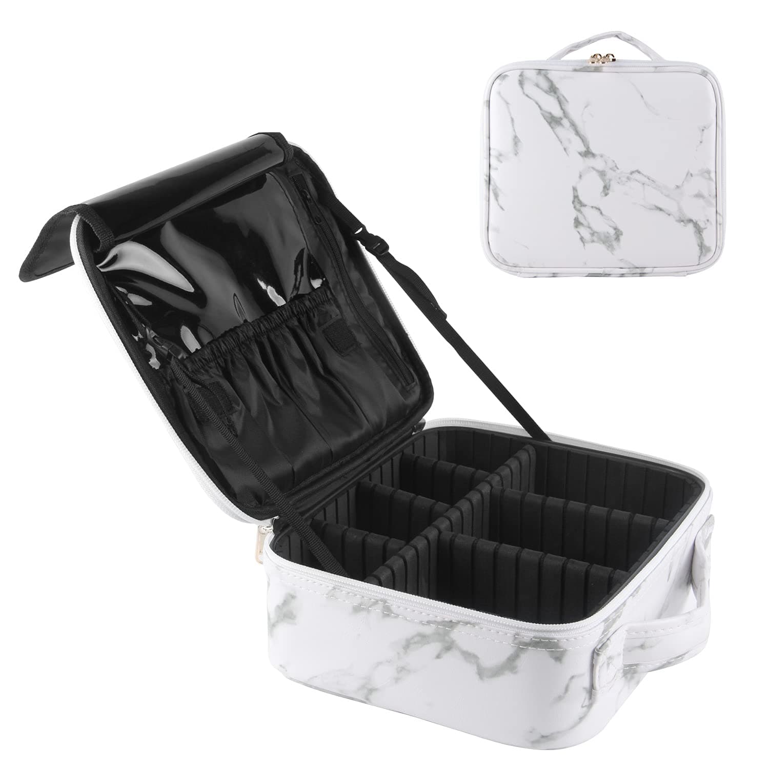 LUISUI Cosmetic Case Organizer Makeup Case Portable Travel Brush Storage Case, Marble, One Size,
