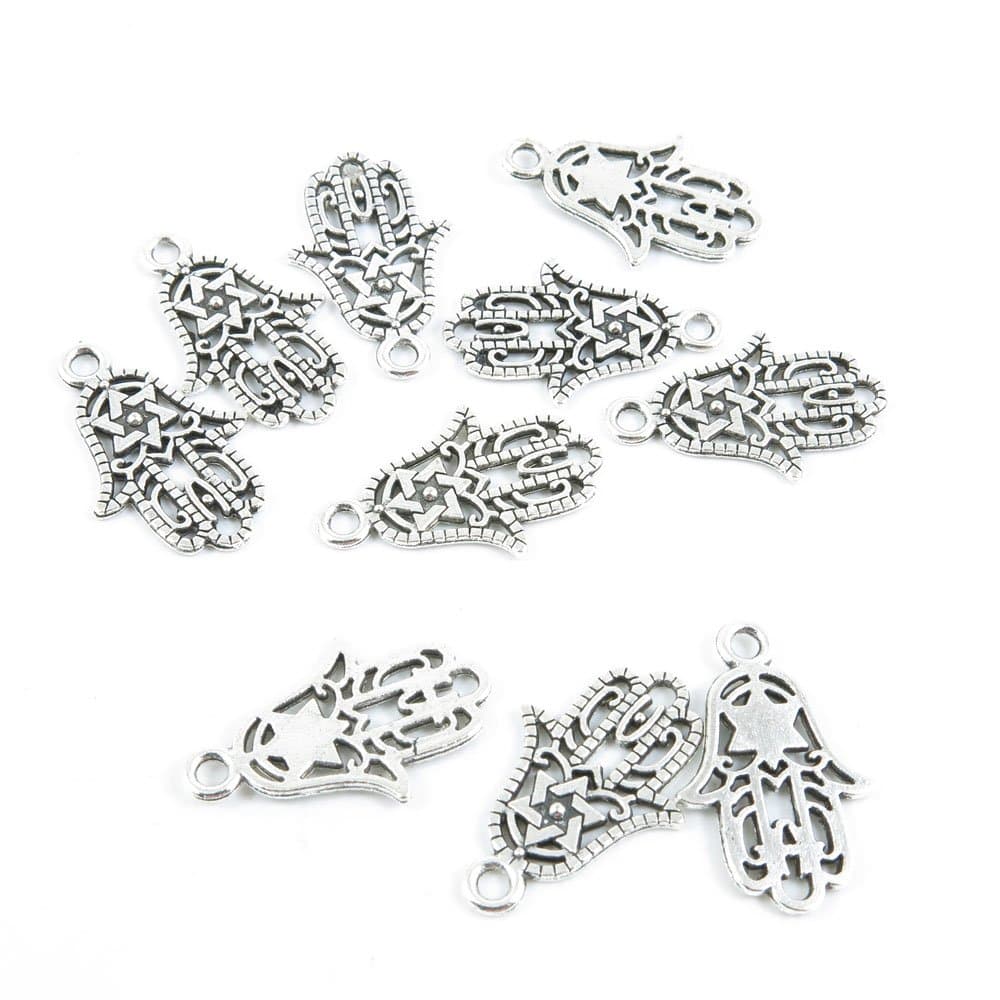 Qty 530 Pieces Silver Tone Jewelry Making Charms Filigrees S4XR7 Hamesh Hamsa Hand of Fatima
