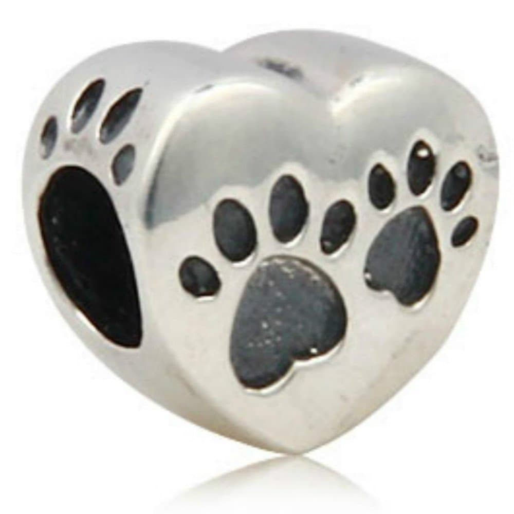 Puppy Dog Paw Animal Foot Print Charm Fit European Brand Sterling Silver Bead Jewelry