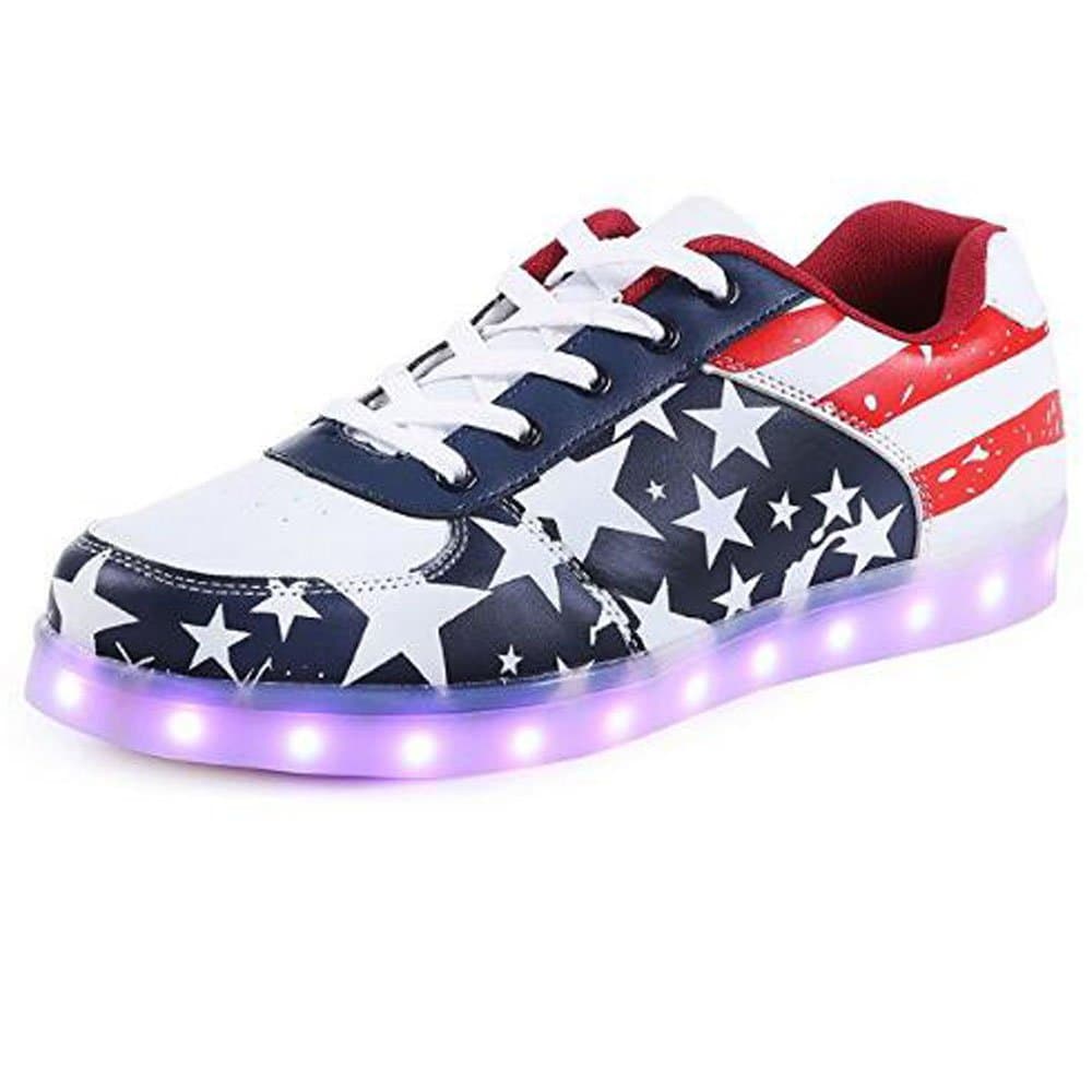 SanHai Boys Girls 11 Colors LED Shoes USA Flag Light Up Sneakers for Kids Mens Womens (US 10.5-Women/US 9-Men=EU 43-Fit Foot Length 261-2)
