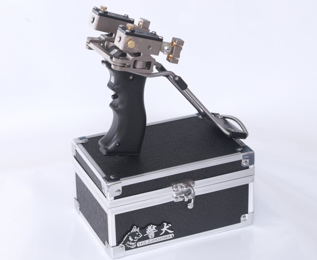 police dog Professional Slingshot Stainless Steel Outdoor Hunting Sling Shot High Velocity Catapult with 2 Rubber Bands and Some Extra Slingshot Ammo