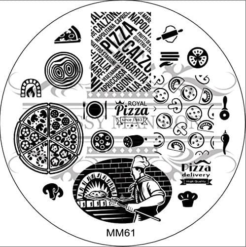 MESSY MANSION MM61 Nail Art Stamping Plate - Pizza