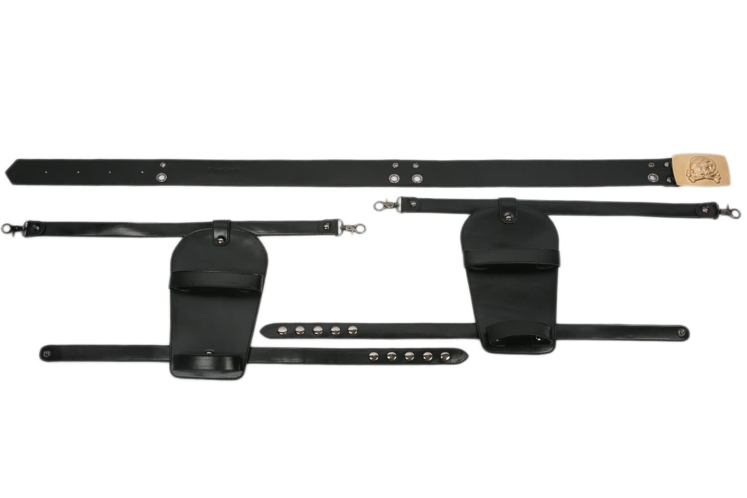 Pluscraft Lara Cosplay Belt Girls Costume Black Golden PU Leather Halloween Props