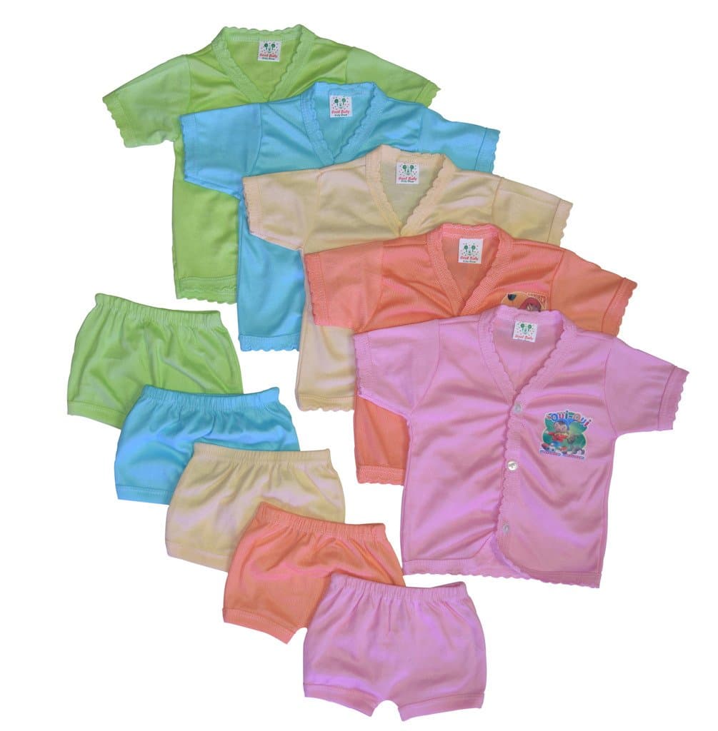 Baby-Boys Silk Solid 5 Shirts & Matching Shorts (Cool-004) Multicolour, 0-6 Months