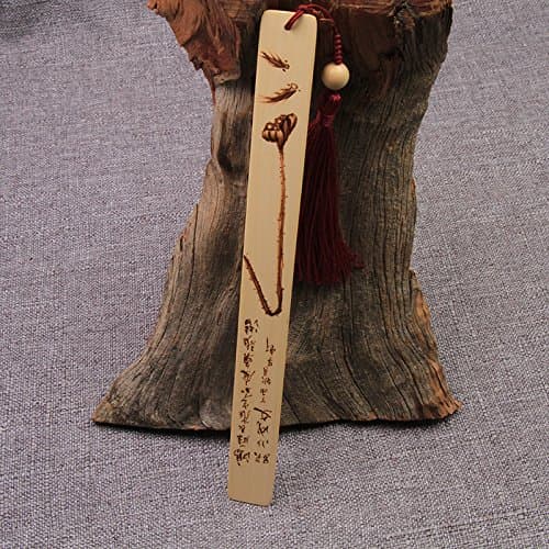 NING234 Solid Wood / Bookmark / Classical / Chinese Wind / Wood / Handmade / Tassel,Lotus Belt Packing