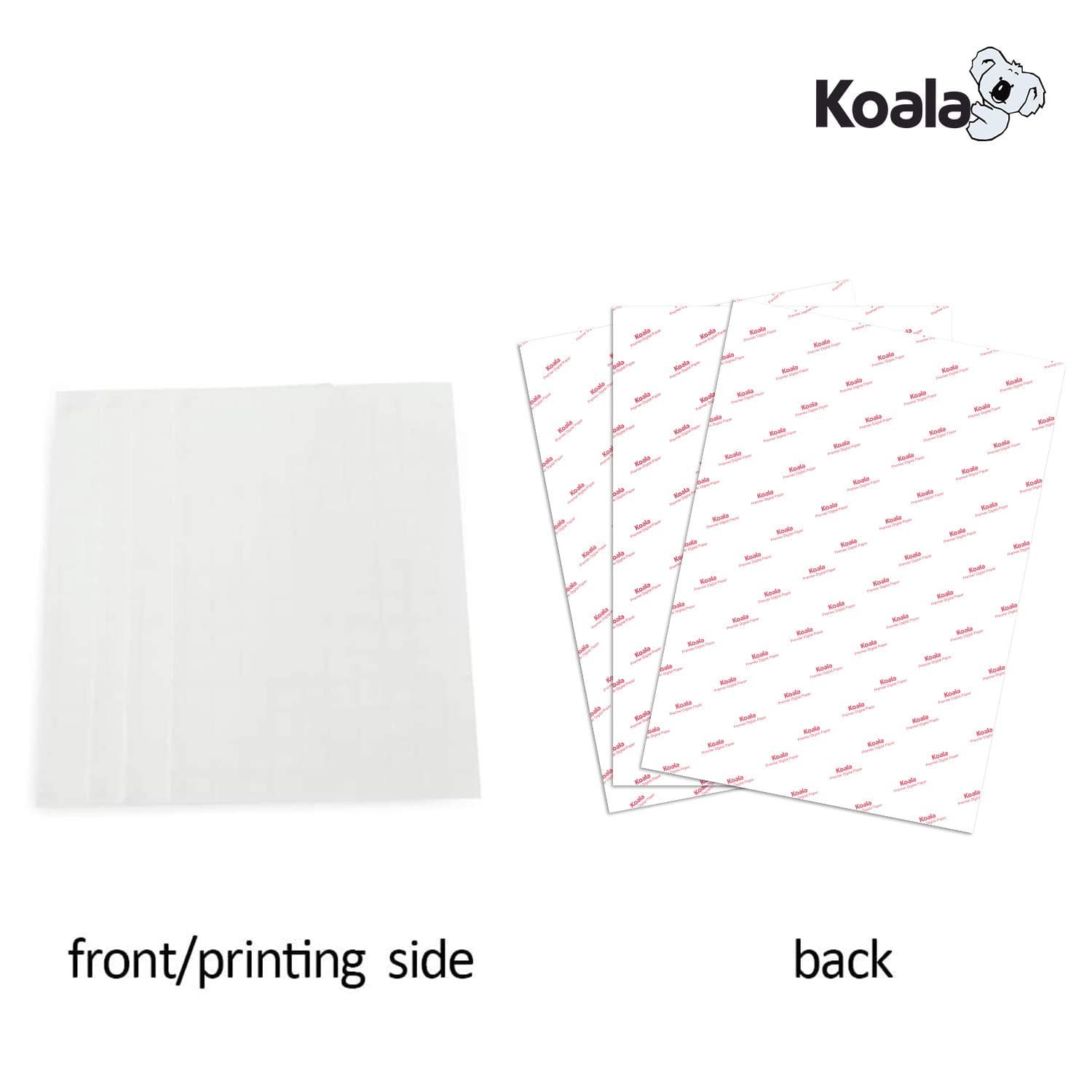 KOALA Inkjet Iron On T Shirt Transfer Paper for Light Fabrics, A3, 10 Sheets