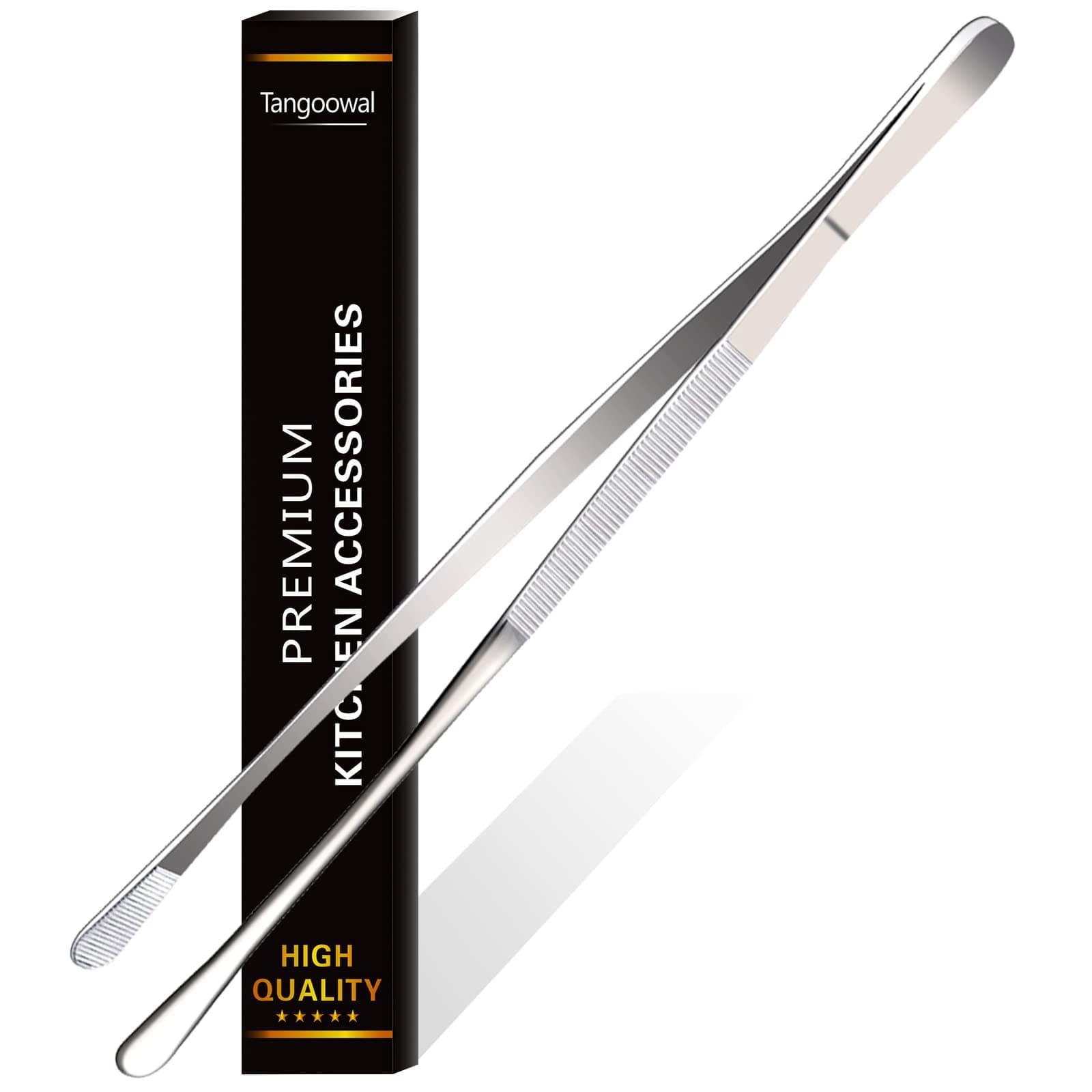 12-Inch Professional Kitchen & Cooking Tweezers Tongs - Stainless Steel Long Tweezer Tongs - BBQ,Plating,Multi-use