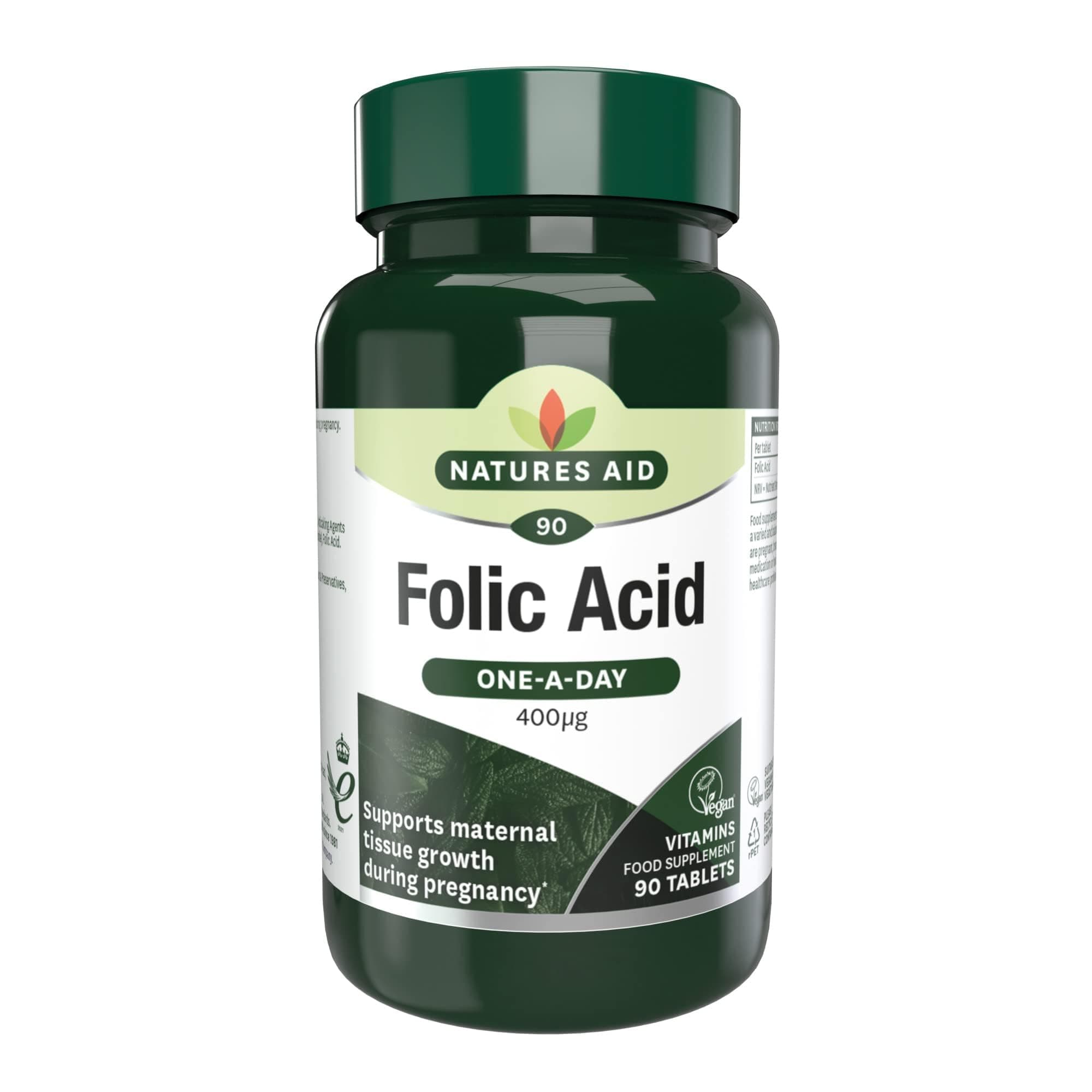 Folic Acid 400mcg – Supports Prenatal Health, Red Blood Cell Formation, DNA Synthesis – Vegan, Non-GMO, Gluten-Free – High Potency Natural Supplement – 90 Tablets