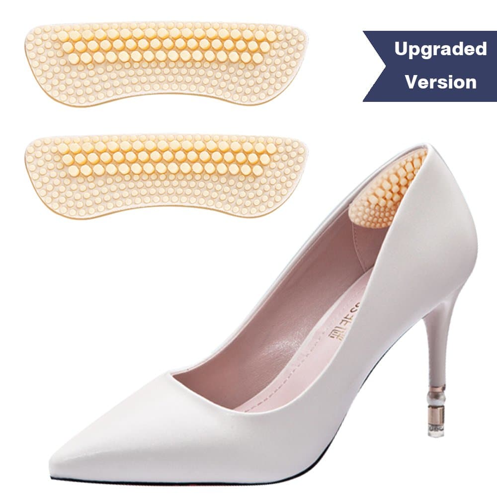 Gel Heel Grips Pads Liner Cushions Inserts for Loose Shoes,Shoe Pads for Shoes too Big (Beige, 2 Pairs)