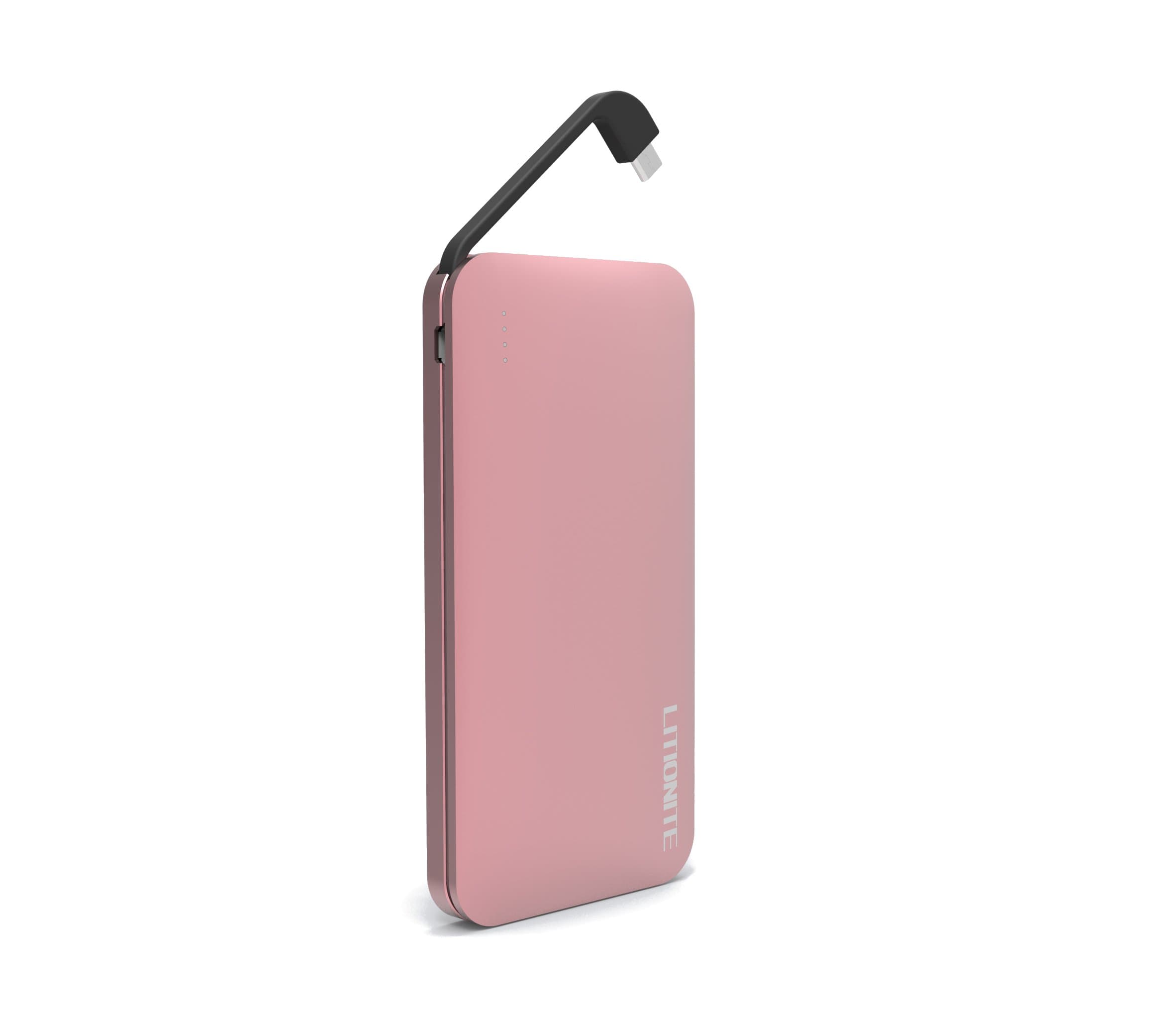 Venus 8000mah Aluminium Power Bank Ultra Slim with Micro USB charging Cable built-in, Universal Portable Charger, External Battery for Smartphone Tablet Android Windows (MicroUSB Cable, Pink)