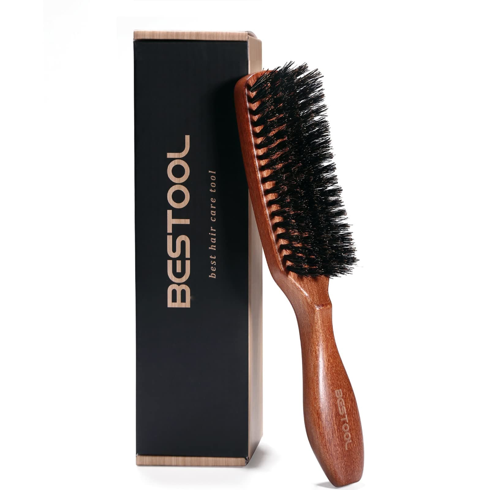 BESTOOL Hair Brush, Boar Bristle Hair Brush for Women Men Children Smoothing & Styling, Slick Back Hairbrush, Natural Boar Bristle Brush for Thin, Fine Hair, Improve Hair Texture