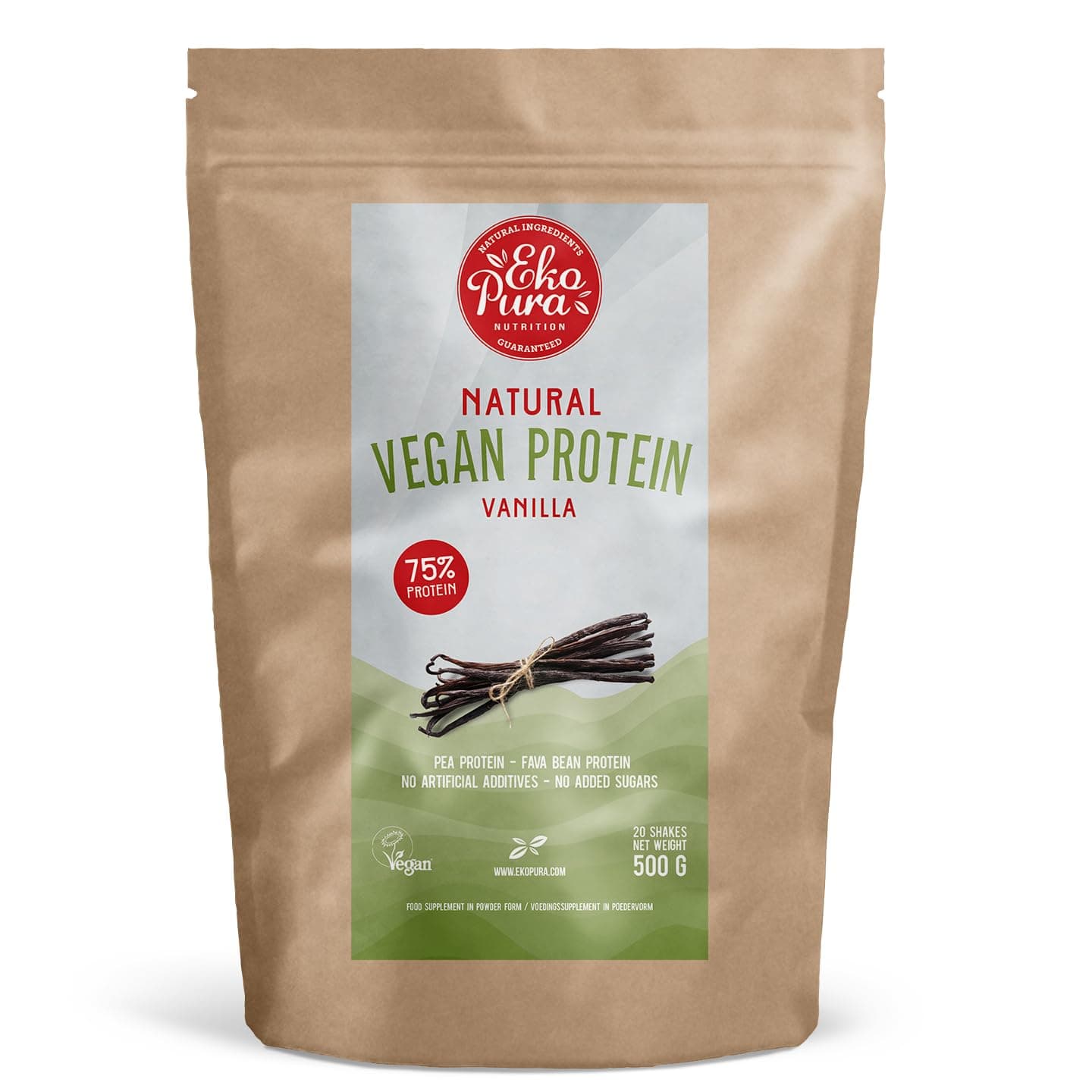 Natural Vegan Protein – Vanilla - 500g | 75% Protein | Free from Allergens, Lactose, GMOs, and Soy | Plant-Based Protein | Perfect for Your Smoothies, Cooking, and Baking