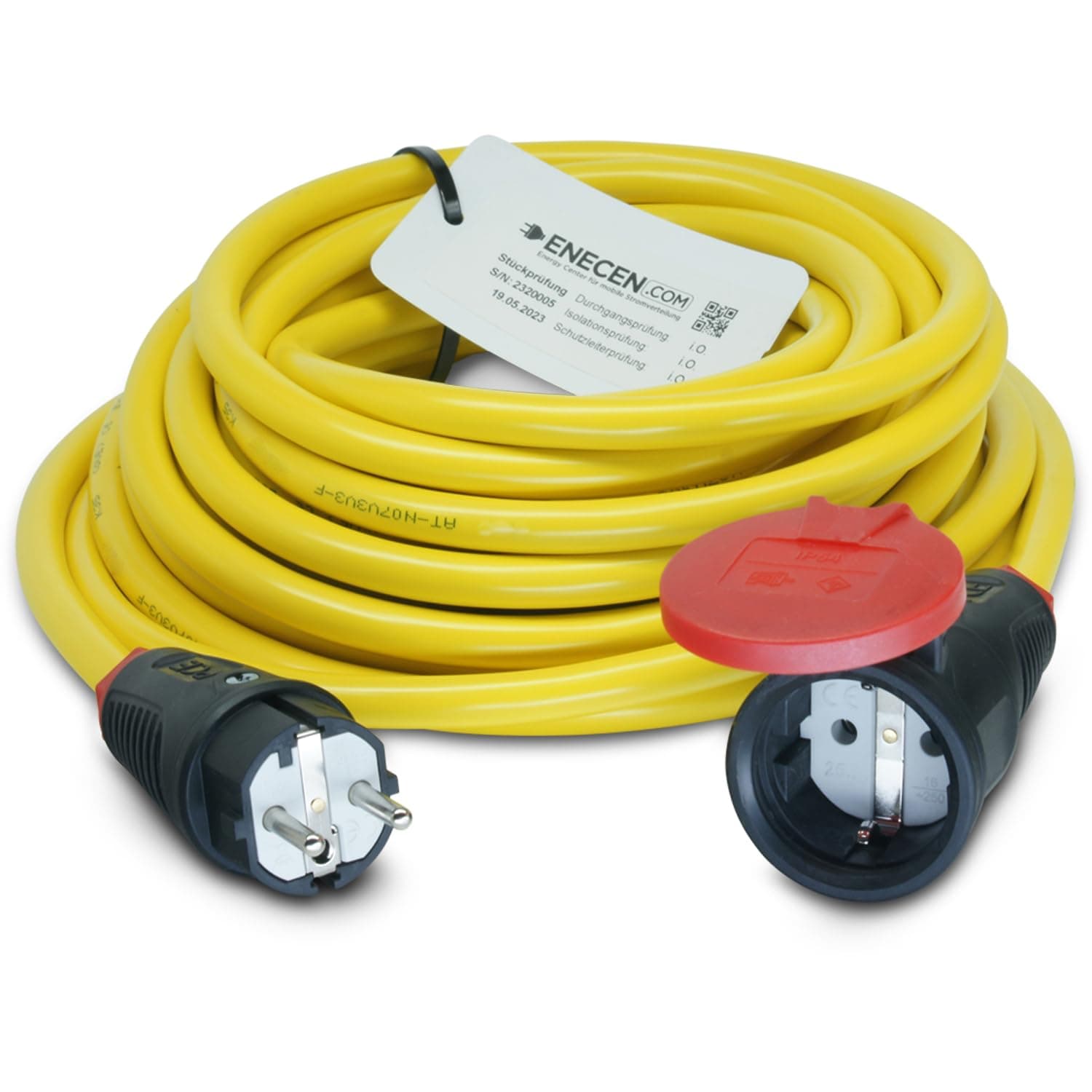 Schuko European Extension Lead 230 V 16 A IP20 K35 AT-N07 V3V3-F 3G2.5 mm² Yellow with Rubber St/KU