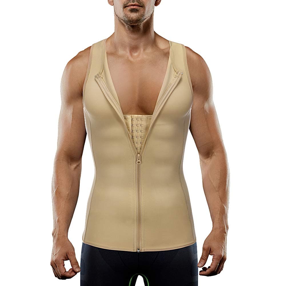MASS21 Men Shapewear Slimming Body Shaper Compression Shirt Tank top with Zipper Underwear for Tummy Control XXL