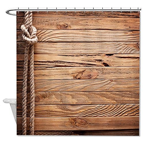 YNES Polyester Shower Curtain Vintage Wood Thick String Bathroom Waterproof 72" X 72"