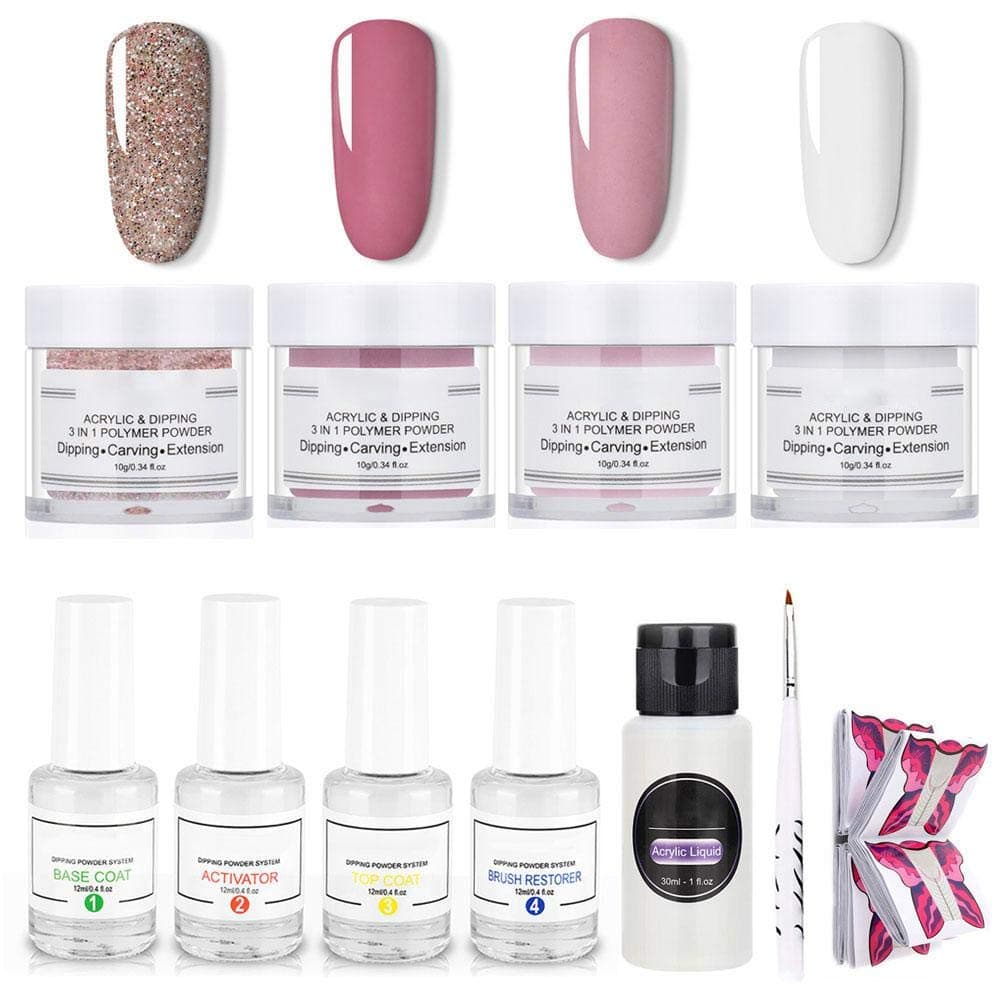 Nail Dipping Powder Kit, WooyMo Dip Powder Nail Kit Manicure Nail Art Set Essential Kit For Starter