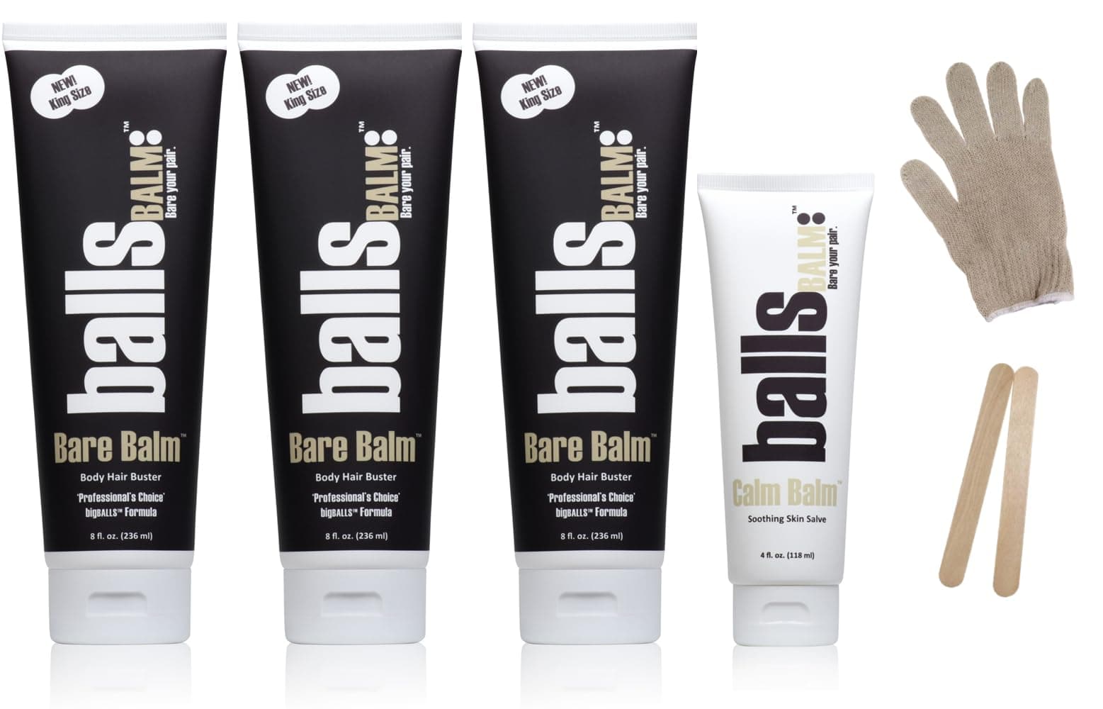 The Bare Pair Triple Pro Pac King Kombo - Body Hair Management System (w/Exfoliating Glove)