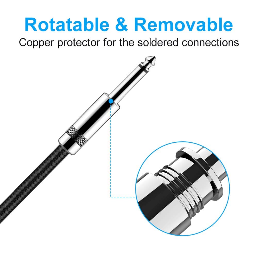 New bee Guitar Cable 6ft Electric Instrument Cable Bass AMP Cord 1/4 Straight to Straight for Electric Guitar, Bass Guitar, Electric Mandolin, Pro Audio, Black