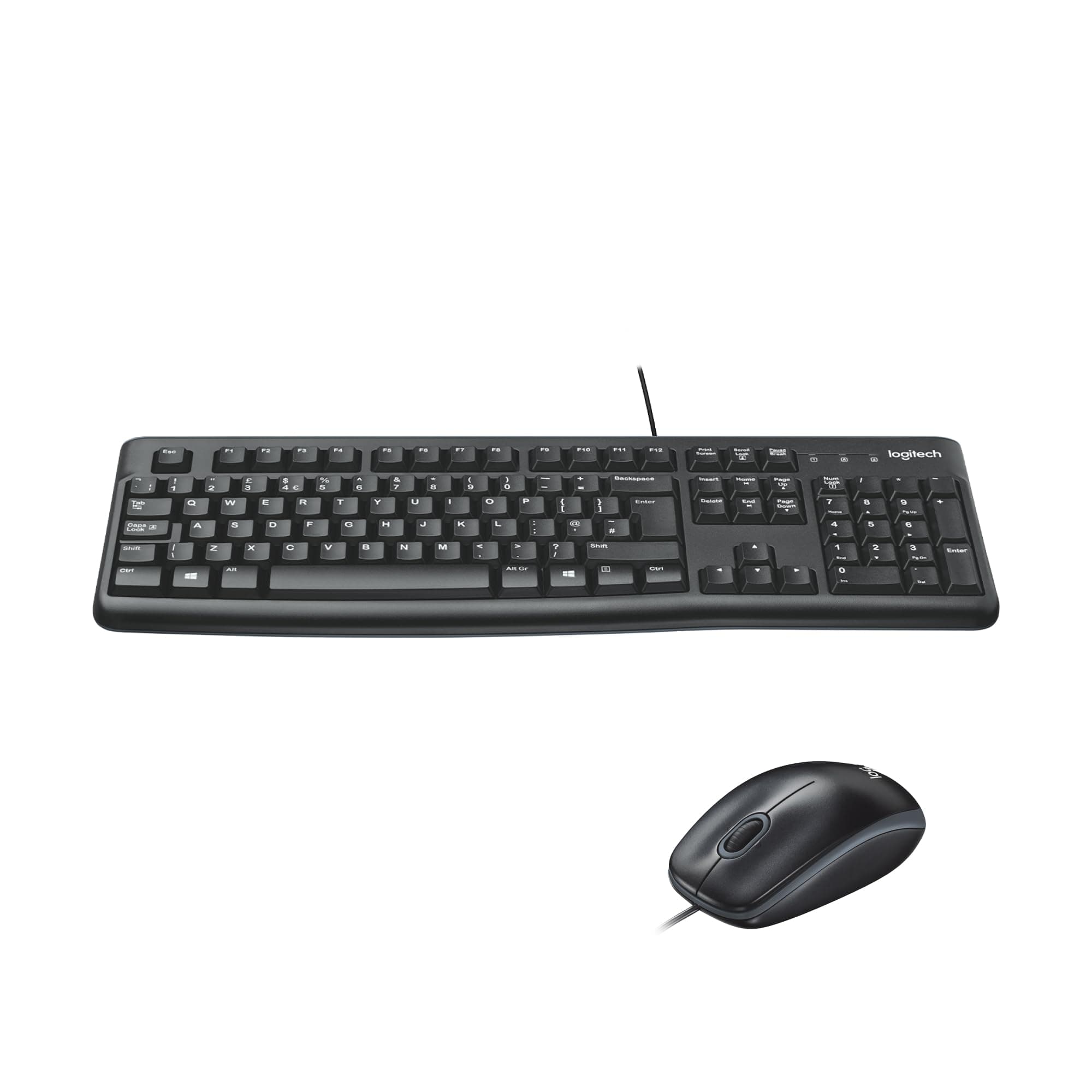 MK120 Wired Keyboard and Mouse Combo for Windows, Optical Wired Mouse, Full-Size Keyboard, USB Plug-and-Play, Compatible with PC, Laptop, QWERTY UK English Layout - Black