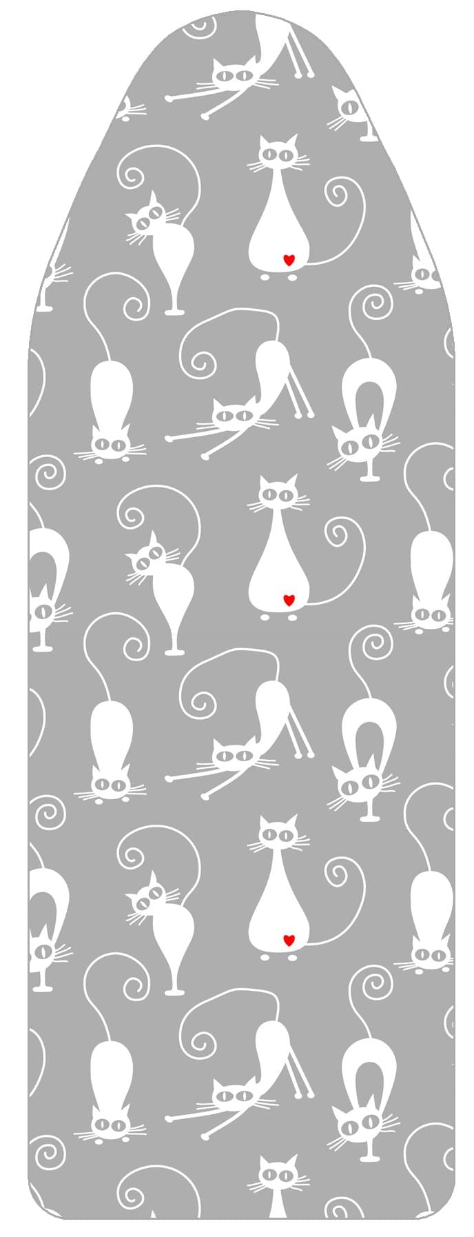 VieveMar Premium Ironing Board Cover, Thick Padding with Cotton, Foam and Felt Pad, Easy FIT with Drawstring, Heat Reflective. Fits Boards 14" x 54" (Cats)