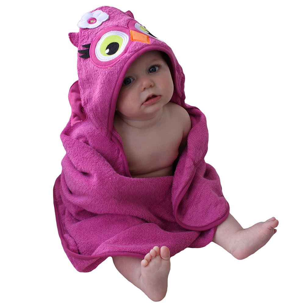 SozoBaby-Girls Newborn Owl Hooded Towel