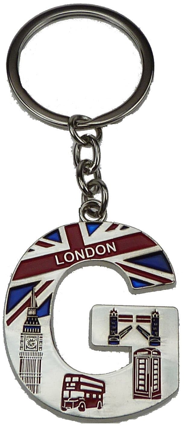 London Landmark Souvenir Alphabet Letters Name Sign Metal Key Ring Chain - A to Z (G)