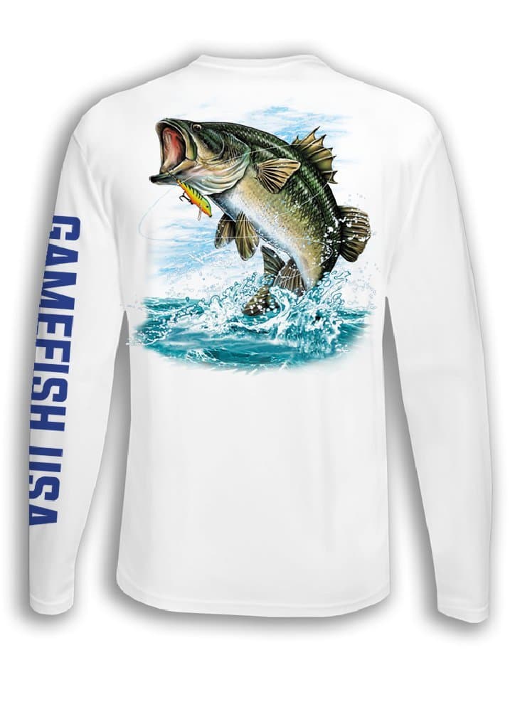 Kid's UPF 50 Long Sleeve Microfiber Moisture Wicking Performance Fishing Shirt Bass