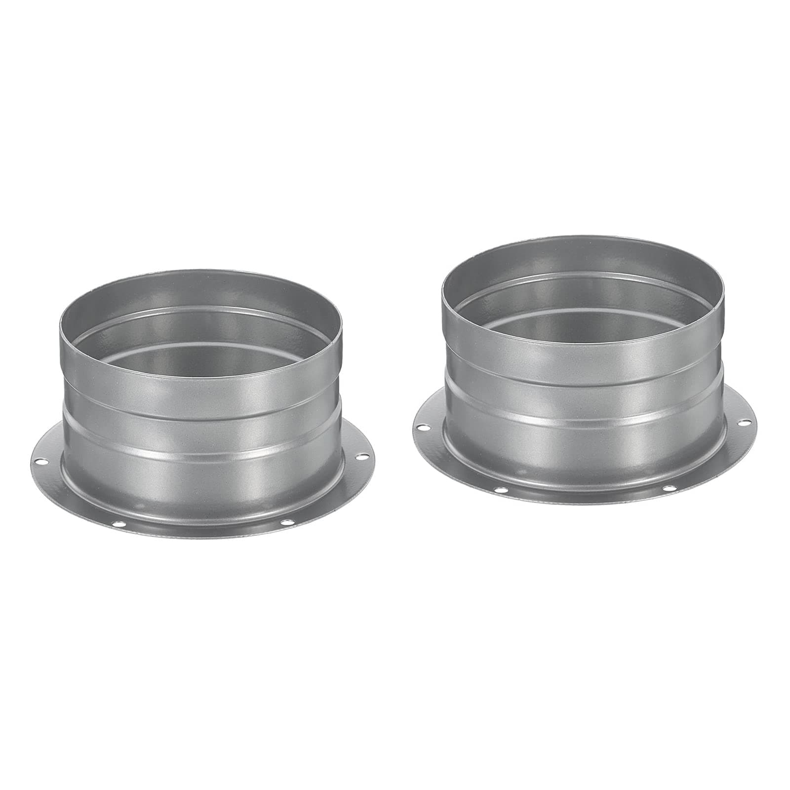 4 Inch Duct Connector Flange, 2 Pack Metal Straight Pipe Exhaust Hose Flange for Heating Cooling Ventilation HVAC System