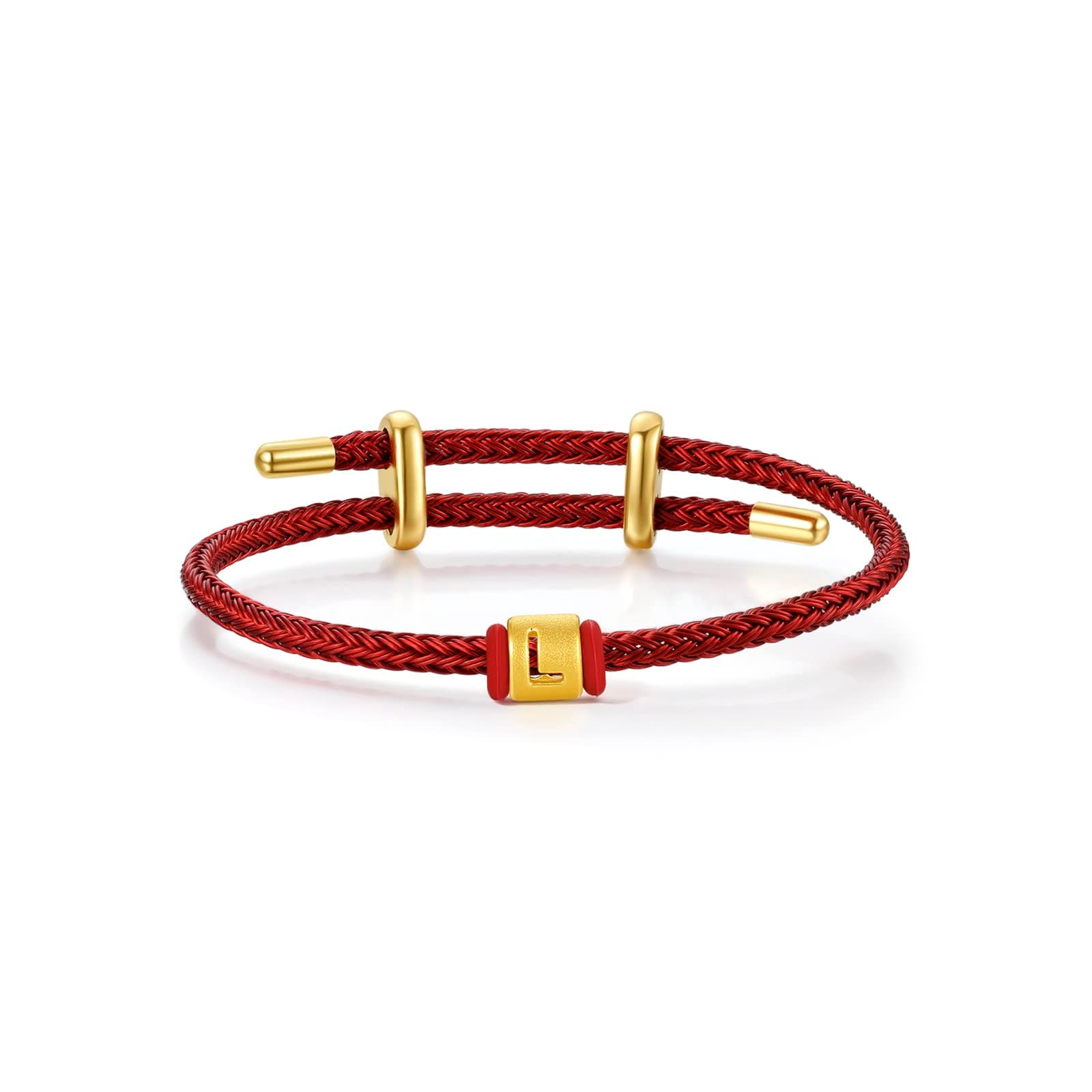 24K Gold Bracelet Initial Charm Bracelets Adjustable Red Chain Letter Charms Heart A-Z Stackable Bangle Dainty Braided Rope Trendy Beads Protection Jewelry Good Luck Gifts for Women Men