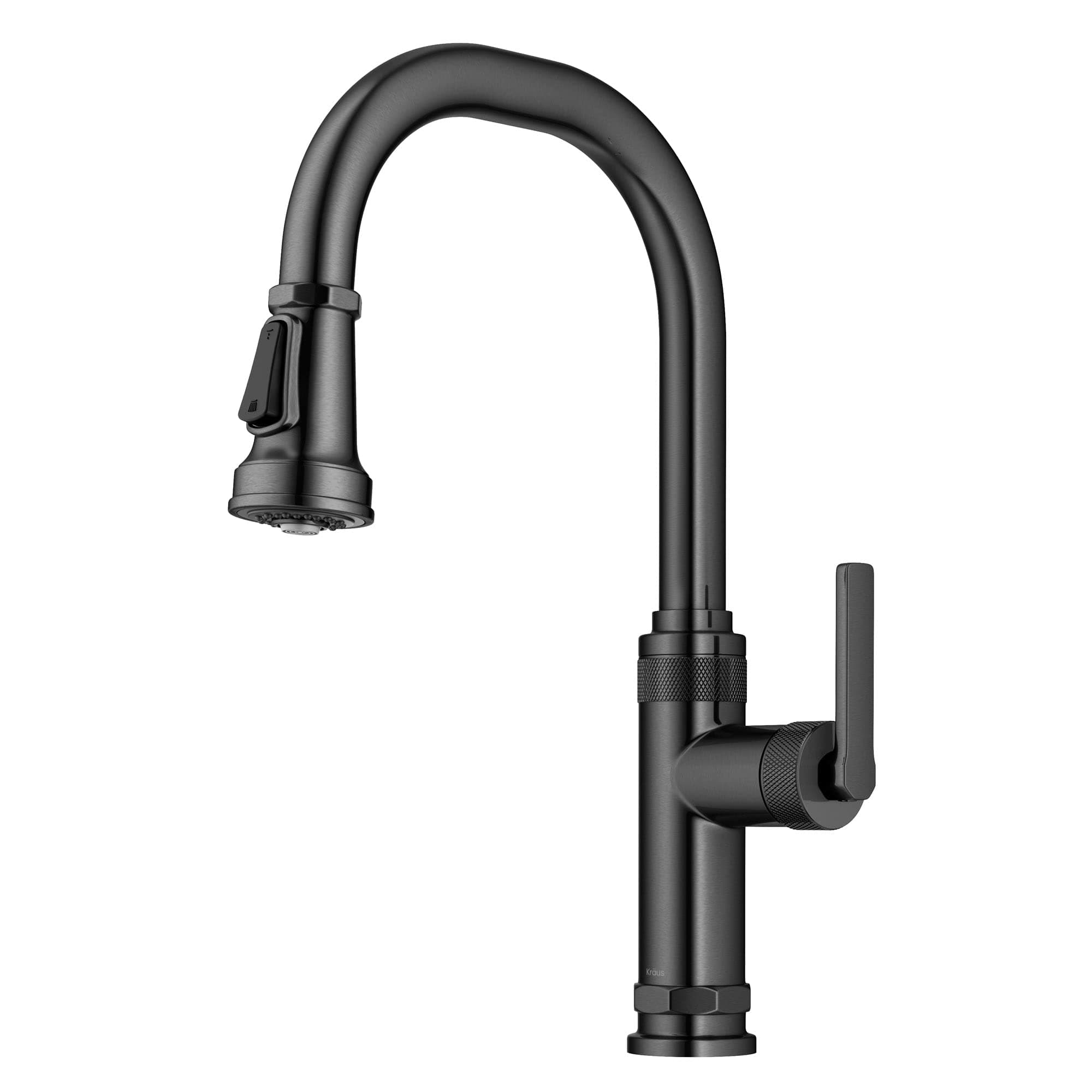 Allyn Industrial Pull-Down Single Handle Kitchen Faucet in Spot-Free Black Stainless Steel, KPF-4102SFSB