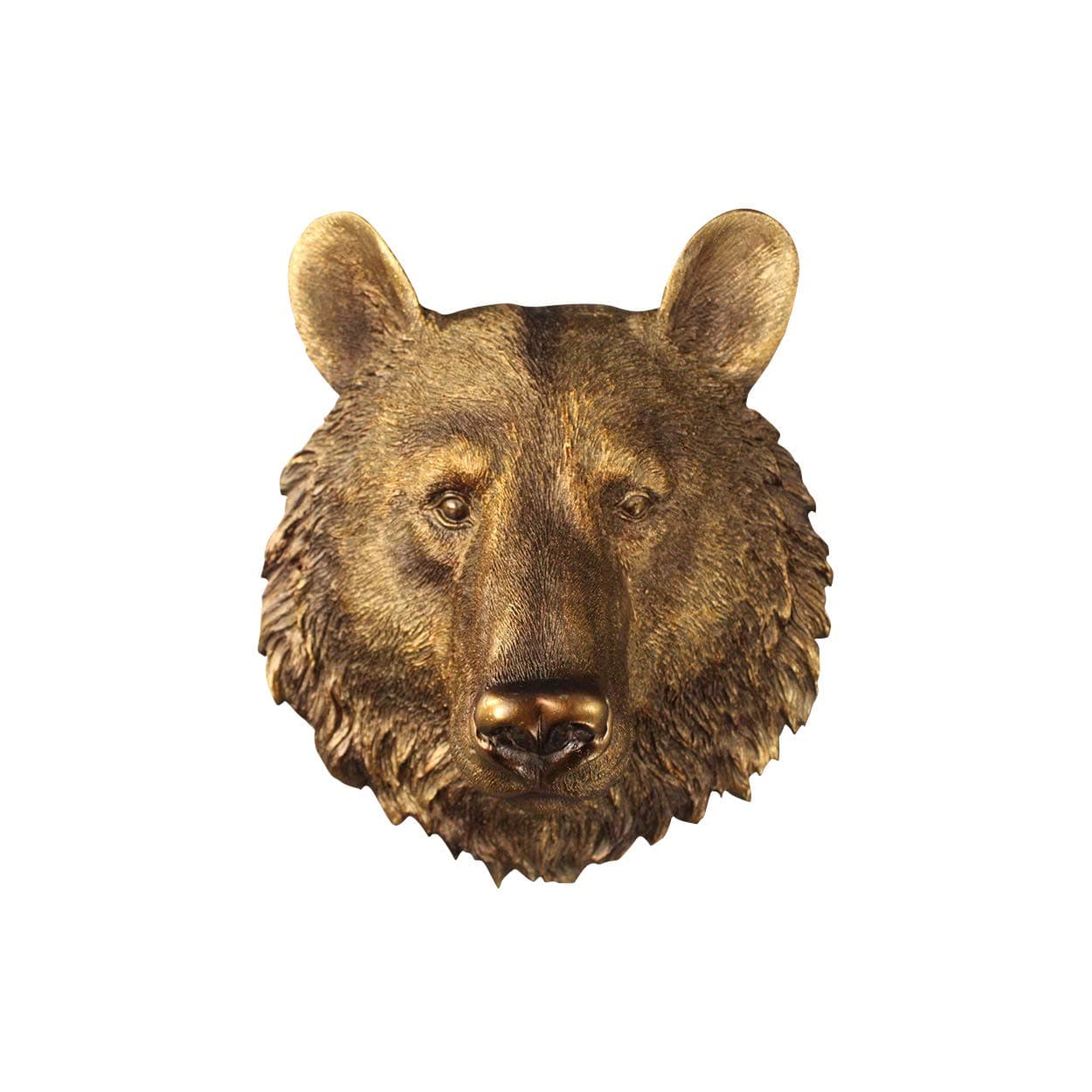 Wall Charmers Mini Bronze Faux Bear Head Wall Hanging - 10" Faux Taxidermy Animal Head Wall Decor - Handmade Farmhouse Decor
