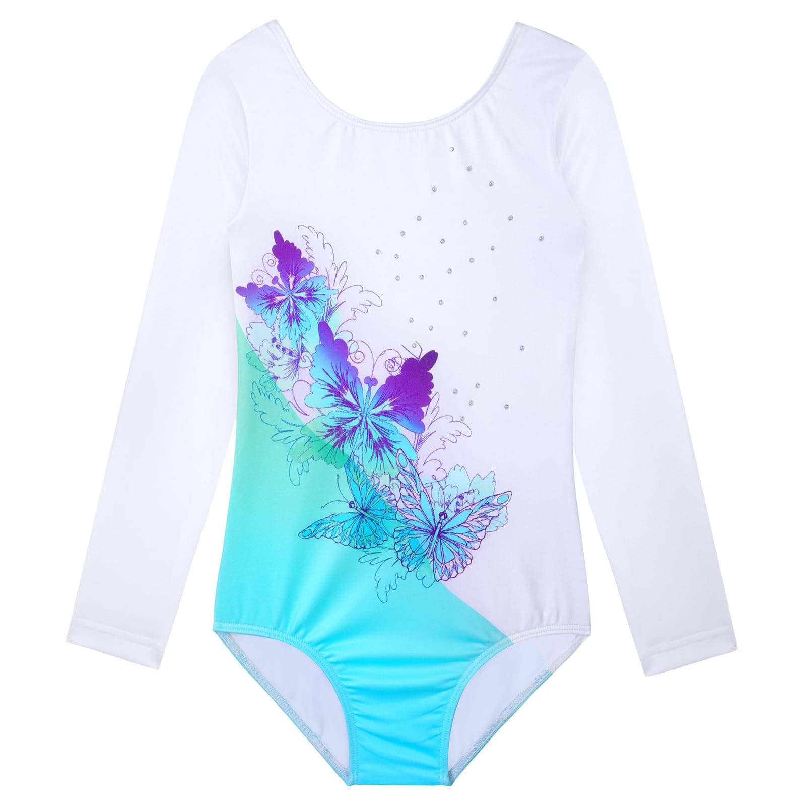 NutyomiLong Sleeve Gymnastics Leotards for Girls Sparkly Rainbow Colorful Dancewear Gymnastics Outfits for Girls 2-10 Years