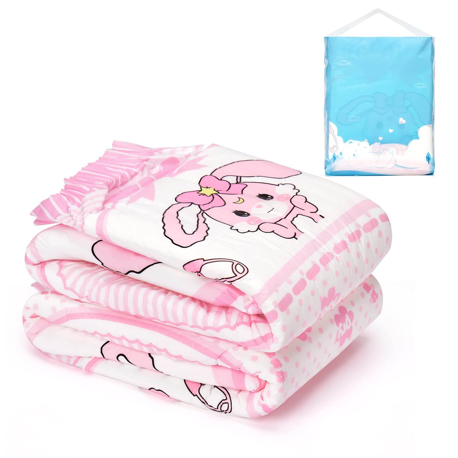 LittleForBig 5500-5800 ml Adult Printed Diaper 2 Pieces - Baby Usagi (L)