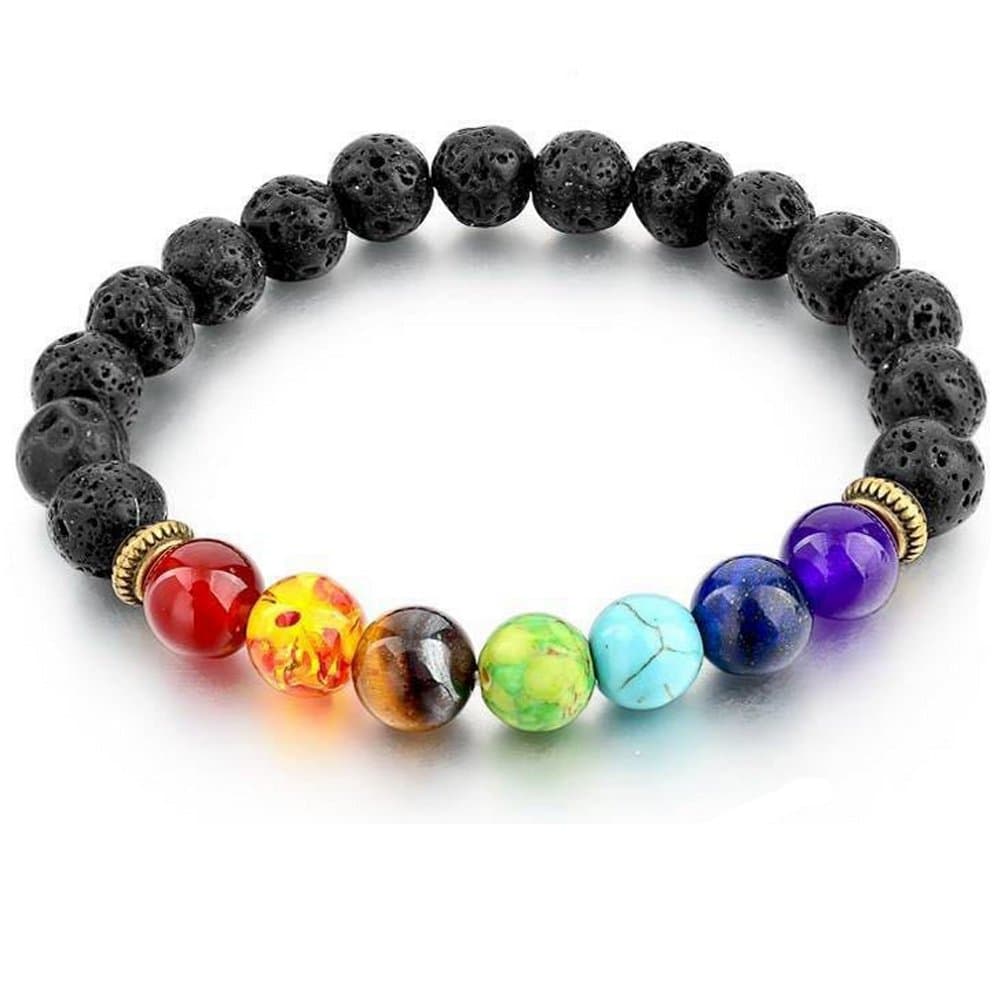 ZHICHEN 7 Chakra Tibetan Buddhist Prayer Mala Bracelet Natural Stone Yoga Bracelet Bangle with Free Bag